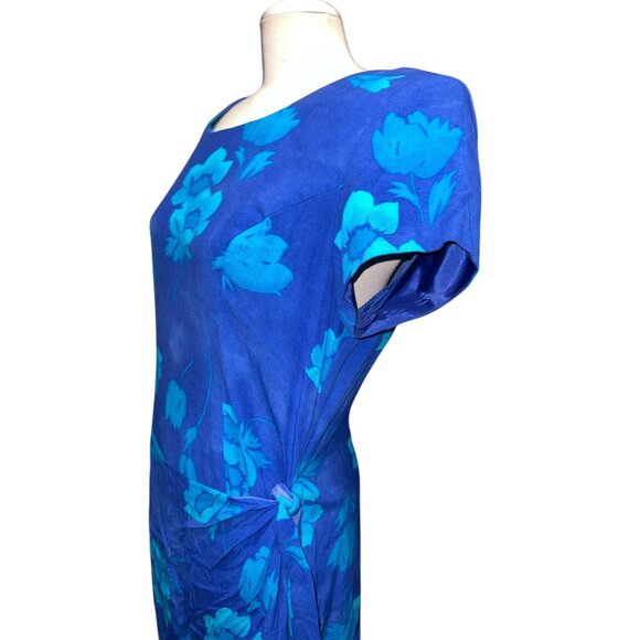 Vintage Blue Floral Wrap Dress by Jessica Howard Sz 14 (Large) Womens Short Slee - Picture 7 of 11